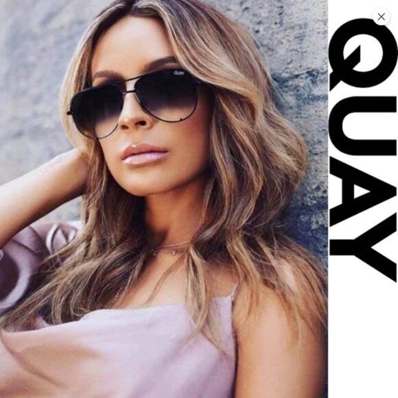 Quay Australia High Key Black Frame Fade Lens Large Aviator Sunglasses 63-18-140 main image 14
